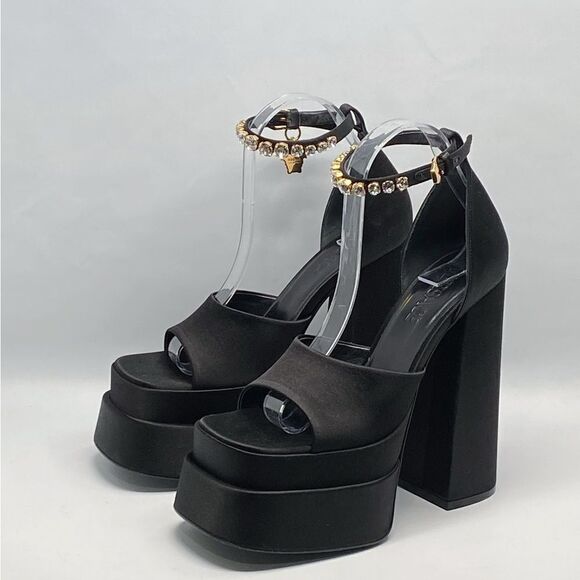 Versace Medusa Crystal Ankle-Strap Platform Sandals size 37.5 - Picture 4 of 14